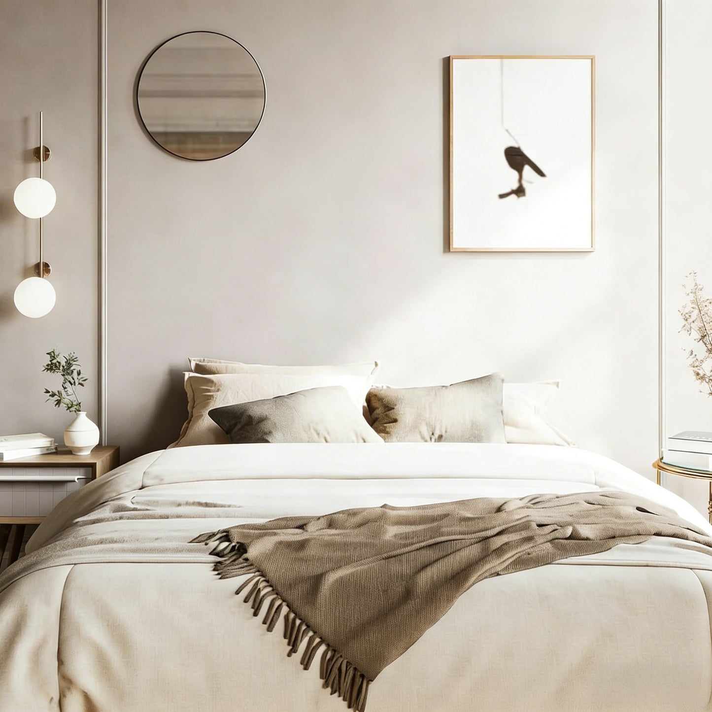 Queen Size Metal & Wood Bed Frame with Storage Space