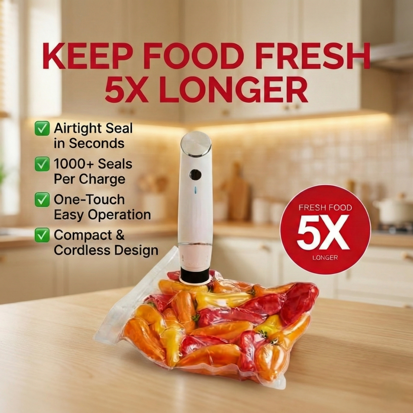 PureVacCordless™  Vacuum Sealer & Food Storage Bundle