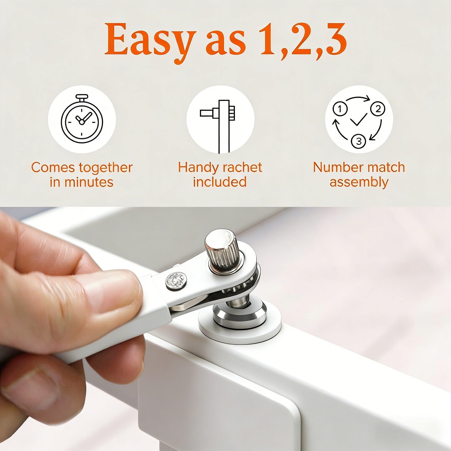 White Metal Bed Frame with Easy Assembly & Under-Bed Storage