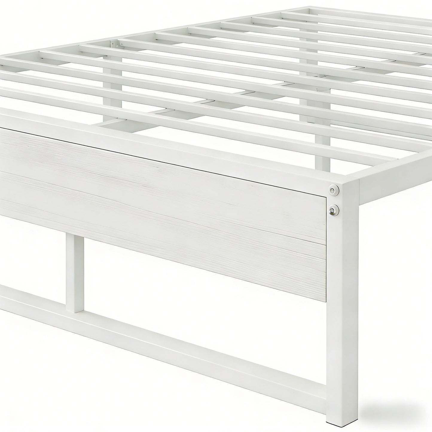 Queen Size Metal & Wood Bed Frame with Storage Space