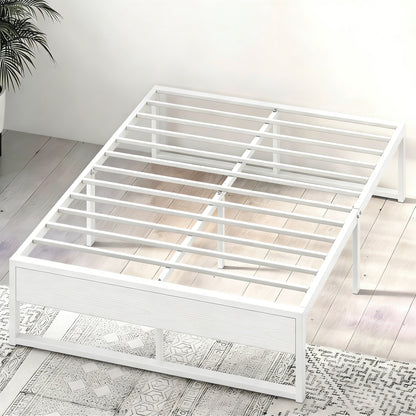 Queen Size Metal & Wood Bed Frame with Storage Space