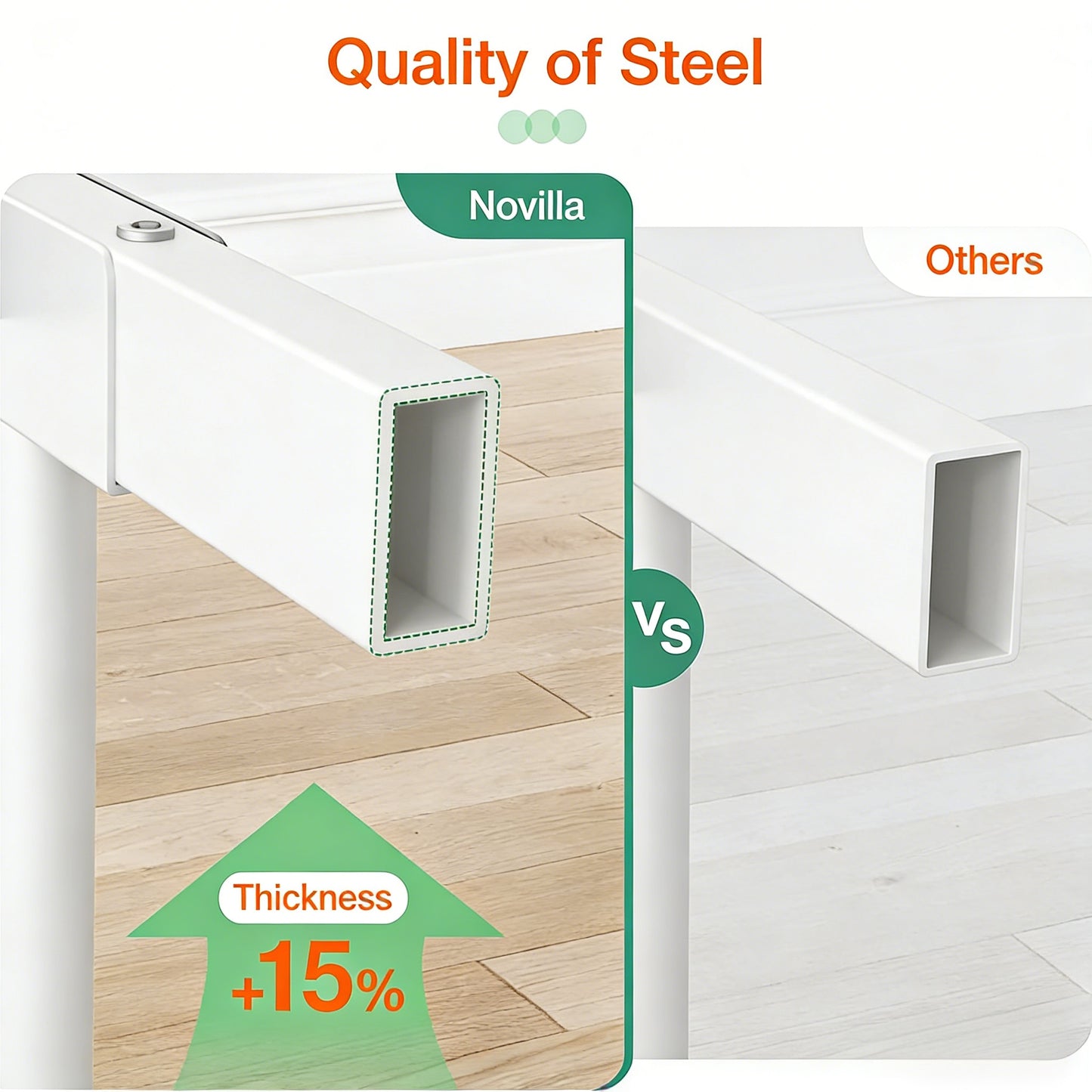 Full-Size White Steel Bed Frame with High Weight Capacity