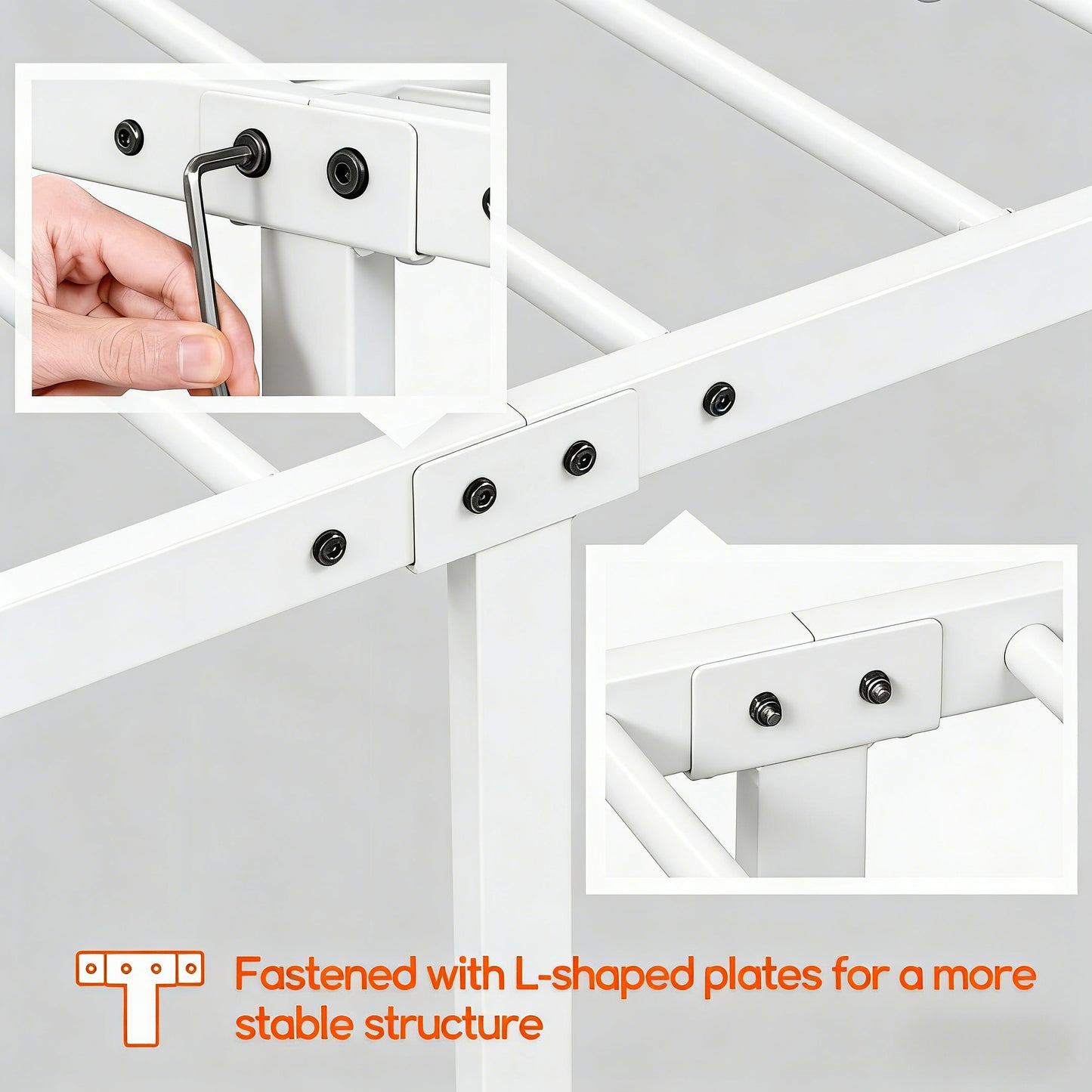 White Ornate Metal Bed Frame with Headboard & Footboard