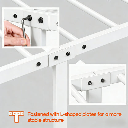 White Ornate Metal Bed Frame with Headboard & Footboard