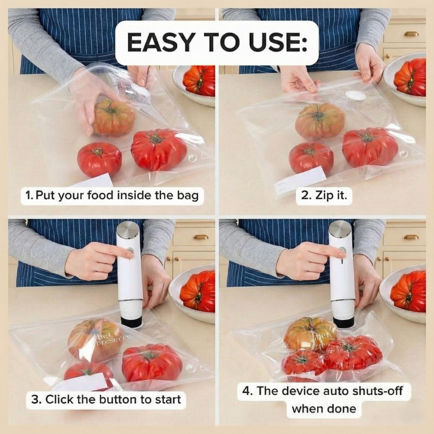 PureVacCordless™  Vacuum Sealer & Food Storage Bundle