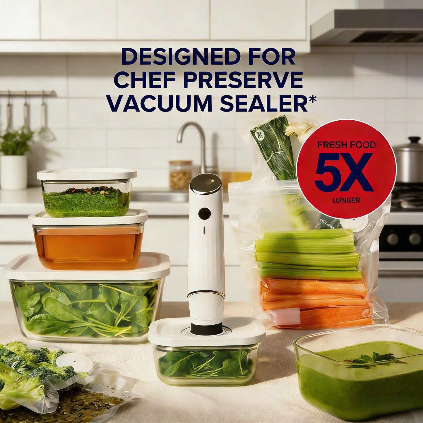 Vacuum Seal Glass Food Storage Containers (3-Piece Set)