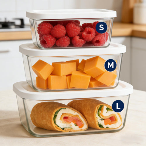 Vacuum Seal Glass Food Storage Containers (3-Piece Set)